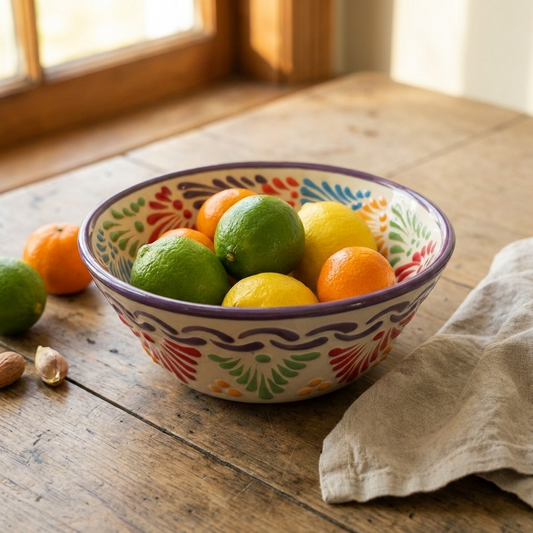 hand-painted Talavera serving bowl handmade in Puebla, Mexico