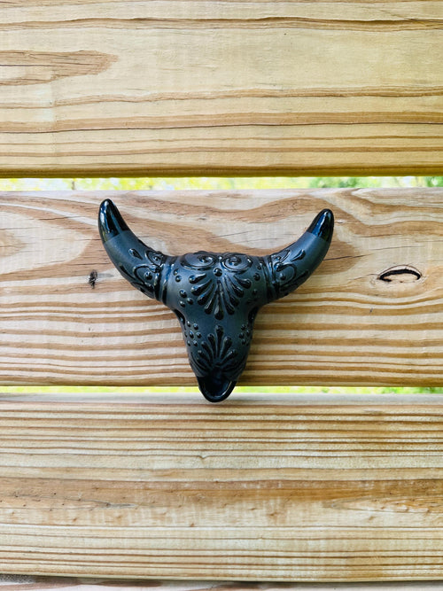 Talavera bull head mounted on wall