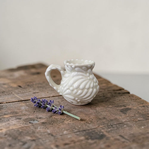 White Talavera jarrito shot glass handmade in Mexico