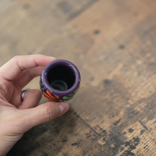 Mini Talavera cantarito shot glass for tequila and mezcal, lead-free
