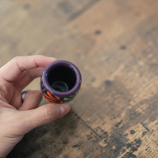 Mini Talavera cantarito shot glass for tequila and mezcal, lead-free