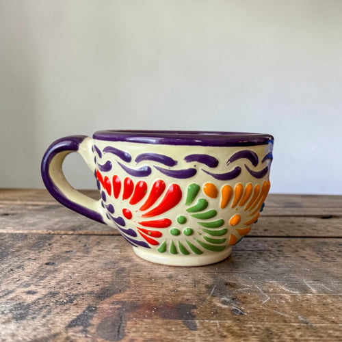 handmade talavera mug with multicolors 