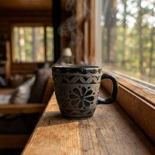 Handmade Stoneware Coffee Mug 11 oz - Mexican Pottery