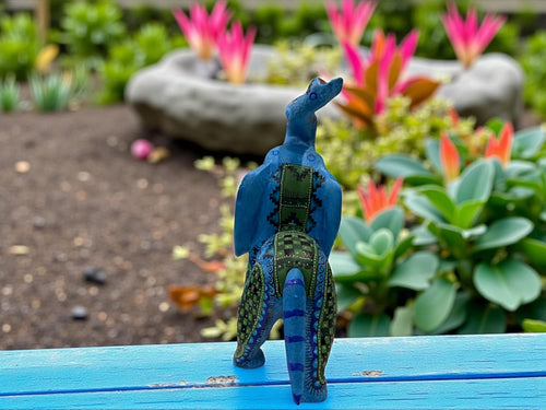 Wood elephant alebrije detail of hand-painted patterns, Oaxaca Mexican folk art